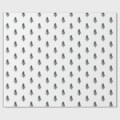 白モダンと黒のクリスマスツリー ラッピングペーパー (フラット)