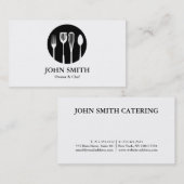 白モダンと黒のケータリングレストランシェフ 名刺 (正面/裏面)