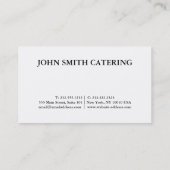 白モダンと黒のケータリングレストランシェフ 名刺 (裏面)
