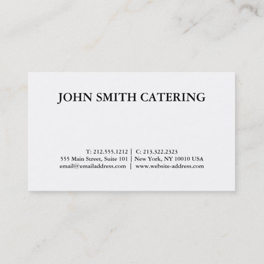 白モダンと黒のケータリングレストランシェフ 名刺 (裏面)