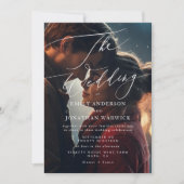 白モダンと黒のシンプル写真結婚 招待状 (正面)