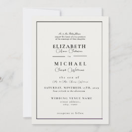 白モダンと黒のシンプル結婚式招待状 招待状