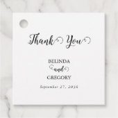 白モダンと黒のスクリプトカップルの写真結婚 フェイバータグ (正面)