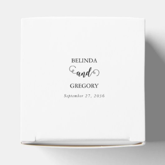 白モダンと黒のスクリプトカップルの写真結婚 フェイバーボックス (上部)