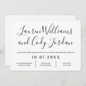 白モダンと黒のスクリプト結婚式招待状 招待状 (正面/裏面)