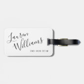 白モダンと黒のスクリプト ラゲッジタグ (裏面横)