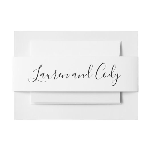 白モダンと黒のスクリプト 招待状ベリーバンド (正面例)