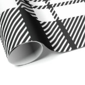 白モダンと黒のタータンチェック格子縞 ラッピングペーパー (ロールコーナー)