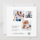 白モダンと黒のフォト結婚式招待状QR (正面)