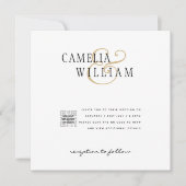 白モダンと黒のフォト結婚式招待状QR (正面)