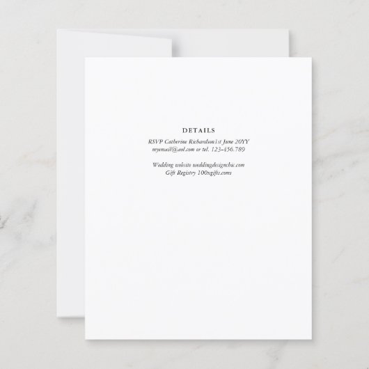 白モダンと黒のフォト結婚式招待状QR (裏面)