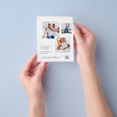 白モダンと黒のフォト結婚式招待状QR チラシ (手)