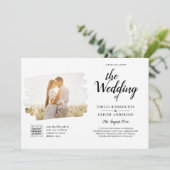 白モダンと黒のフォト結婚式招待状QR 招待状 (スタンド正面)