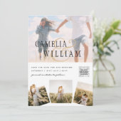 白モダンと黒のフォト結婚式招待状QR 招待状 (スタンド正面)