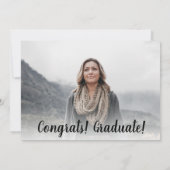 白モダンと黒のミニマル写真卒業 招待状 (裏面)