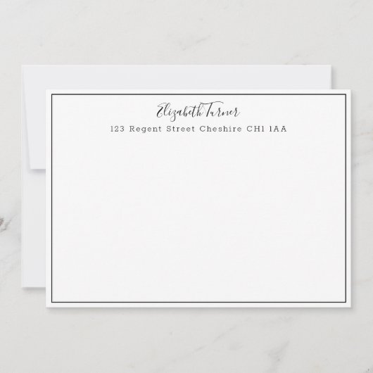 白モダンと黒のメ縁どモ ノートカード (正面)