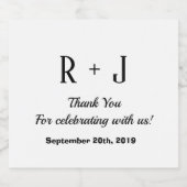 白モダンと黒のモノグラムありがとうござ結婚う ビールラベル (シングルラベル)