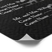 白モダンと黒のリネン結婚の座席表 ポスター (角)