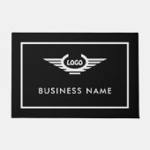 白モダンと黒の会社のロゴ ドアマット (正面)