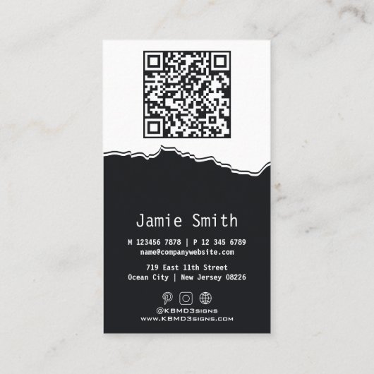 白モダンと黒の写真の名刺 名刺 (裏面)