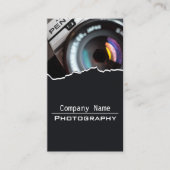 白モダンと黒の写真の名刺 名刺 (正面)