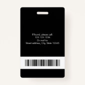 白モダンと黒の医療プロフェッショナル写真 バッジ (裏面)