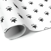 白モダンと黒の可愛い雪がクリスマスを飾る ラッピングペーパー (ロールコーナー)