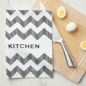 白モダンと黒の山形 キッチンタオル (四つ折り)