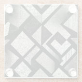 白モダンと黒の抽象芸術パターン ガラスコースター (裏面)