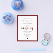 白モダンと黒の書道モノグラム結婚 チラシ (シングル)