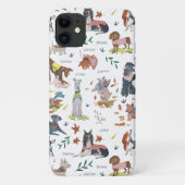 白モダンと黒の植物犬のパターン Case-Mate iPhoneケース (裏面)