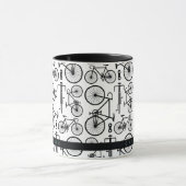 白モダンと黒の自転車模様マグ マグカップ (中央)