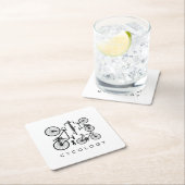 白モダンと黒の自転車 スクエアペーパーコースター (インサイチュ)