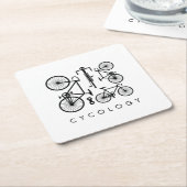 白モダンと黒の自転車 スクエアペーパーコースター (アングル)