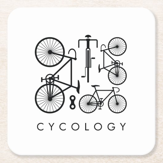 白モダンと黒の自転車 スクエアペーパーコースター (正面)