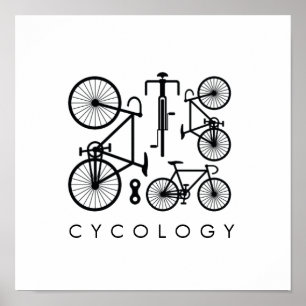 白モダンと黒の自転車 ポスター