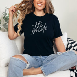 白モダンと黒の花嫁のスクリプト Tシャツ