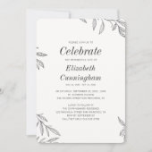 白モダンと黒の葉記念碑 招待状 (正面)