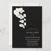 白モダンと黒の蘭の花結婚の 招待状 (正面)
