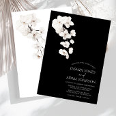 白モダンと黒の蘭の花結婚の 招待状