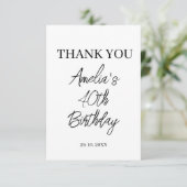 白モダンと黒の誕生日パーティー サンキューカード (スタンド正面)