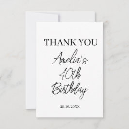 白モダンと黒の誕生日パーティー サンキューカード