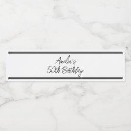 白モダンと黒の誕生日パーティー ペットボトルラベル