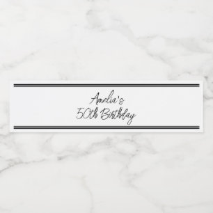 白モダンと黒の誕生日パーティー ペットボトルラベル