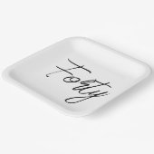 白モダンと黒の誕生日パーティー ペーパープレート (傾斜あり)