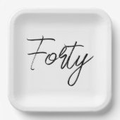 白モダンと黒の誕生日パーティー ペーパープレート (正面)