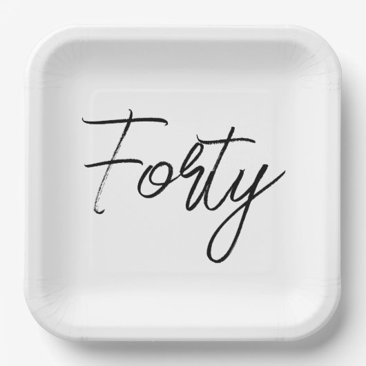 白モダンと黒の誕生日パーティー ペーパープレート (正面)