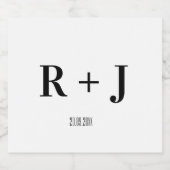白モダンと黒モノグラム結婚の スパークリングワインラベル (シングルラベル)