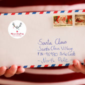 白モダンにサンタおもしろいスヘルパーのトナカイ ラウンドシール