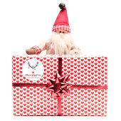 白モダンにサンタおもしろいスヘルパーのトナカイ ラウンドシール